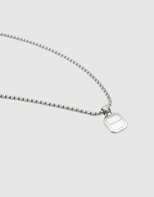 Nialaya Jewellery - Men's Necklace with Square Pendant