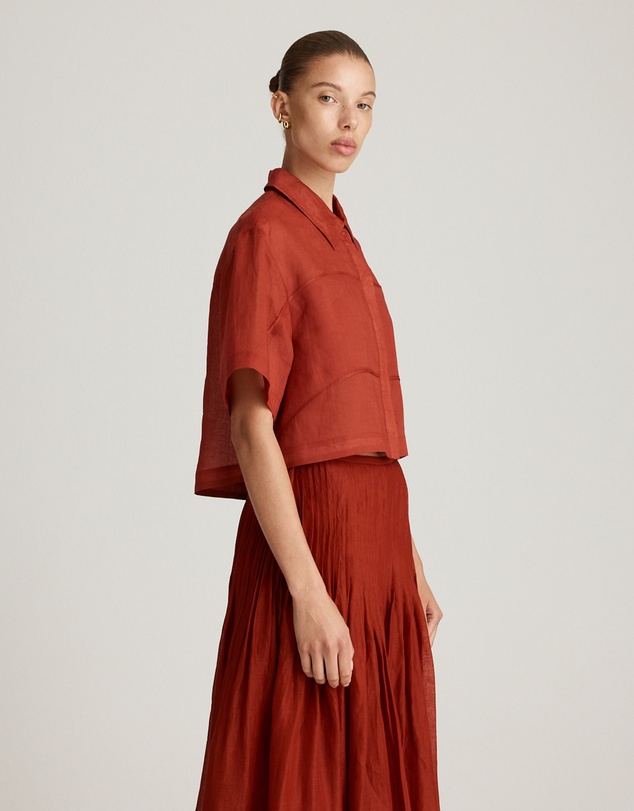 Mattir - Aire Ramie Crop Cherry