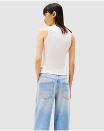 Tommy Jeans - Ribbed Flag Embroidery Slim Tank Top