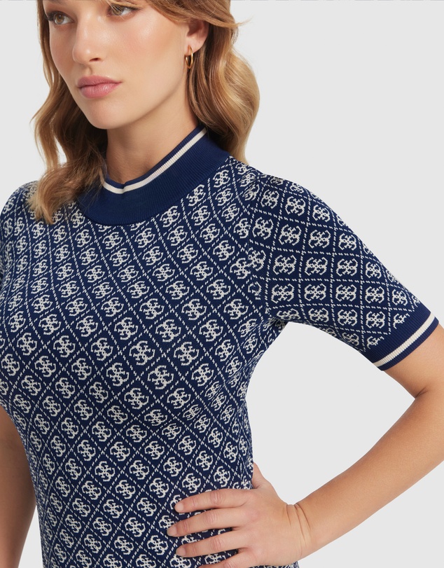 GUESS - Navy Logo Lise Knit Dress