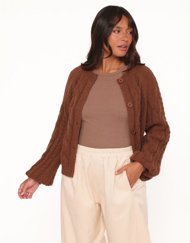 Petal & Pup - Nika Cable Knit Cardigan - Brown
