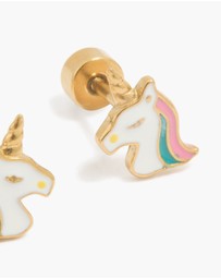 Lovisa - Kids Gold Plated Surgical Steel Unicorn Flat Back Earrings