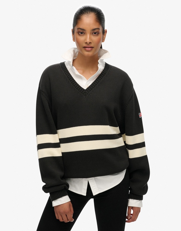 Superdry - Oversized Striped V Neck