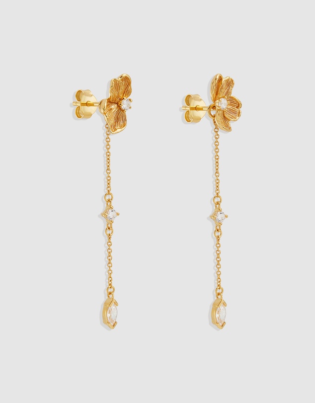 By Charlotte - Serene Lotus Chain Earrings