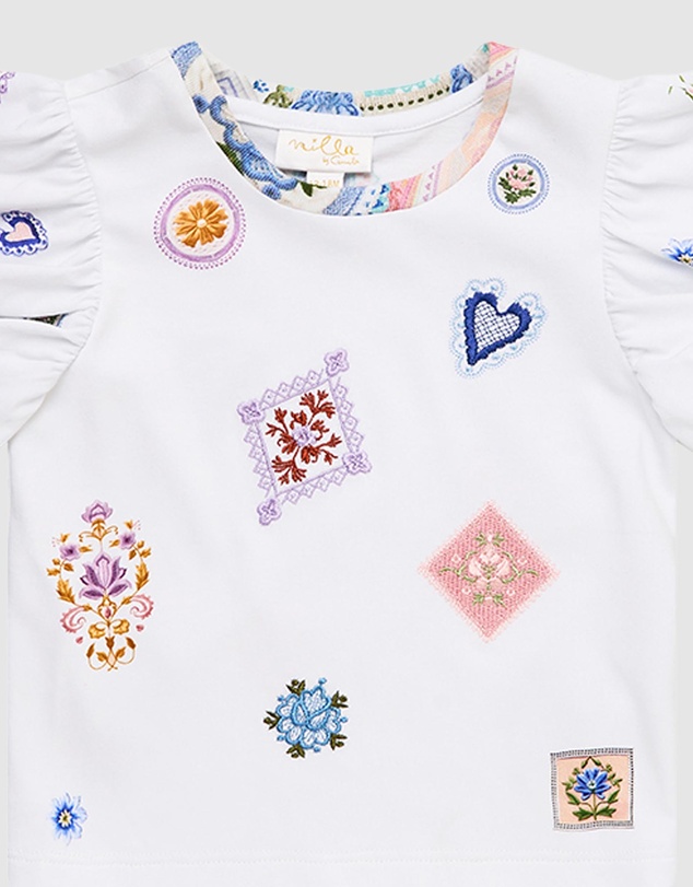 Camilla - Embroidered Frill Tee - Babies