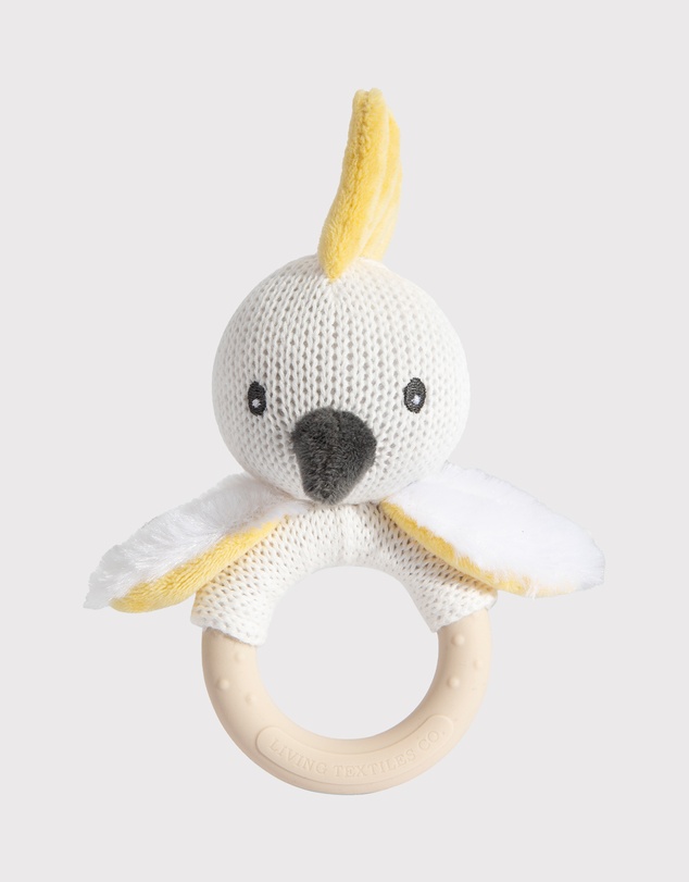 Living Textiles - Ring Rattle - Cockatoo