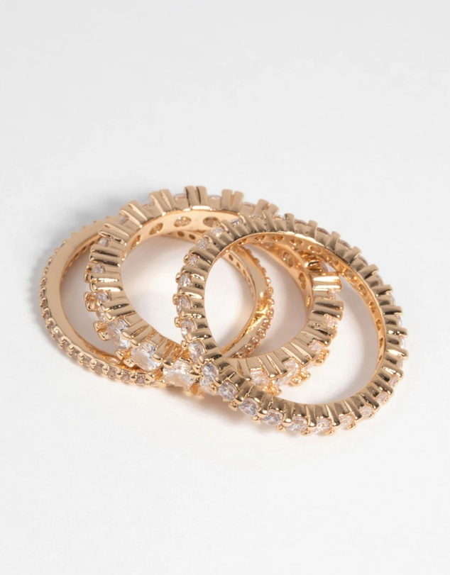Lovisa - Gold Cubic Zirconia Triple Band Ring