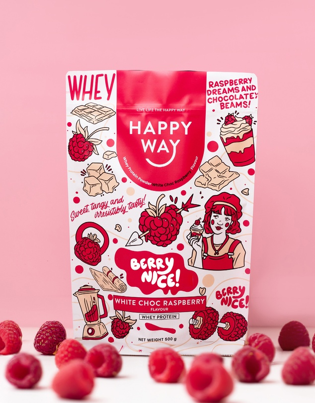 Happy Way - White Chocolate Raspberry Whey Protein Powder