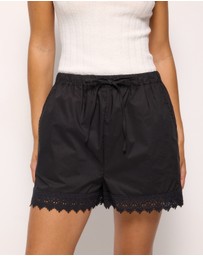 AERE - Zadie Lace Trim Shorts