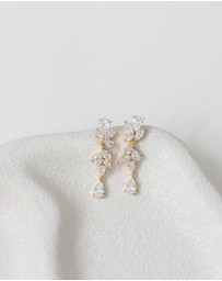 The White Collection - Clara - Gold Bridal Drop Earrings