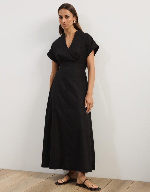 Atmos&Here - Jaci Linen Blend A-Line Shift Midi Dress
