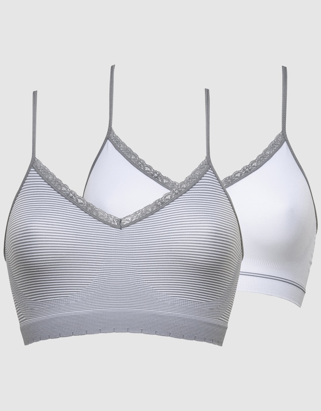 Billet Doux - Zen Attitude Crop Top Style Wirefree Bralette - 2 Pack
