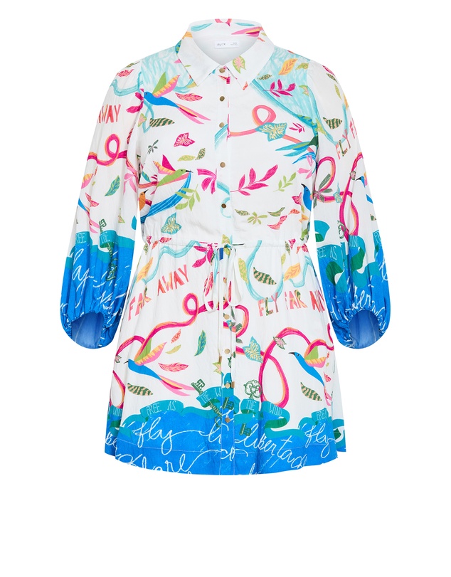 City Chic - Tahlia Spirit Print Mini Dress - White