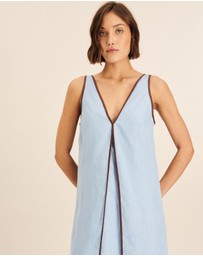 AERE - Zena Linen Contrast Mini Slip Dress