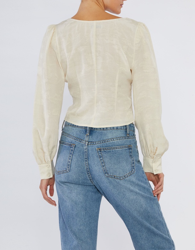 Amelius - Loren Linen Jacquard V-Neck Top