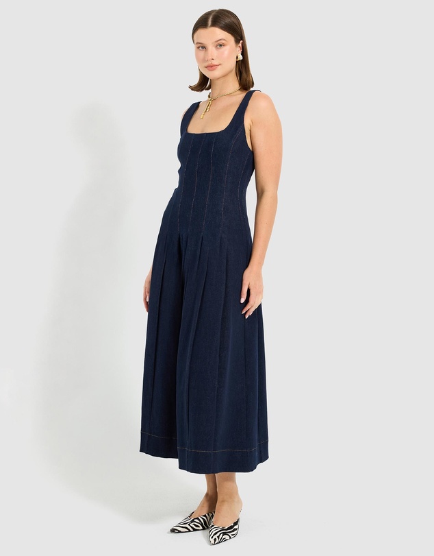 Pasduchas - Hudson Denim Panelled Midi Dress