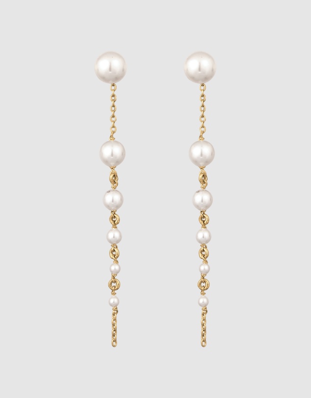 Elli Jewelry - Pearl Tapered Drop Earrings in Gold-Plated 925 Silver