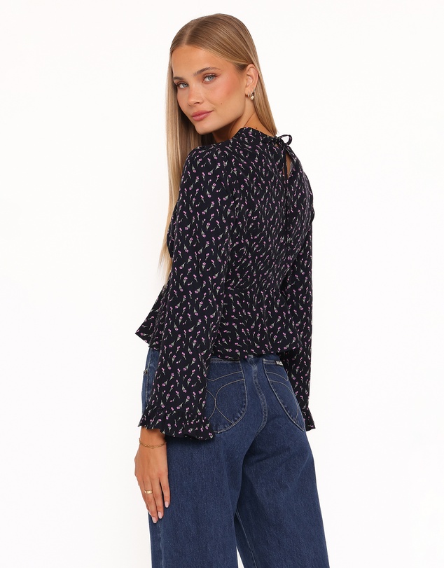 Petal & Pup - Caoimhe Lace Inset Top - Navy Tulip Floral