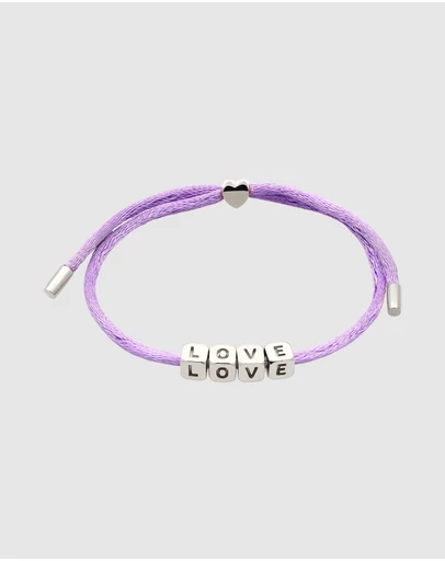 Elli Jewelry - LOVE Charm Purple Satin Bracelet