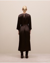 Trenery - Satin Belted Column Dress in Coffee Bean