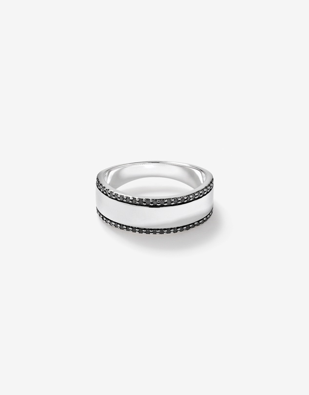 Michael Hill - Men's Silver Ring with 0.25 Carat TW of Black Diamonds