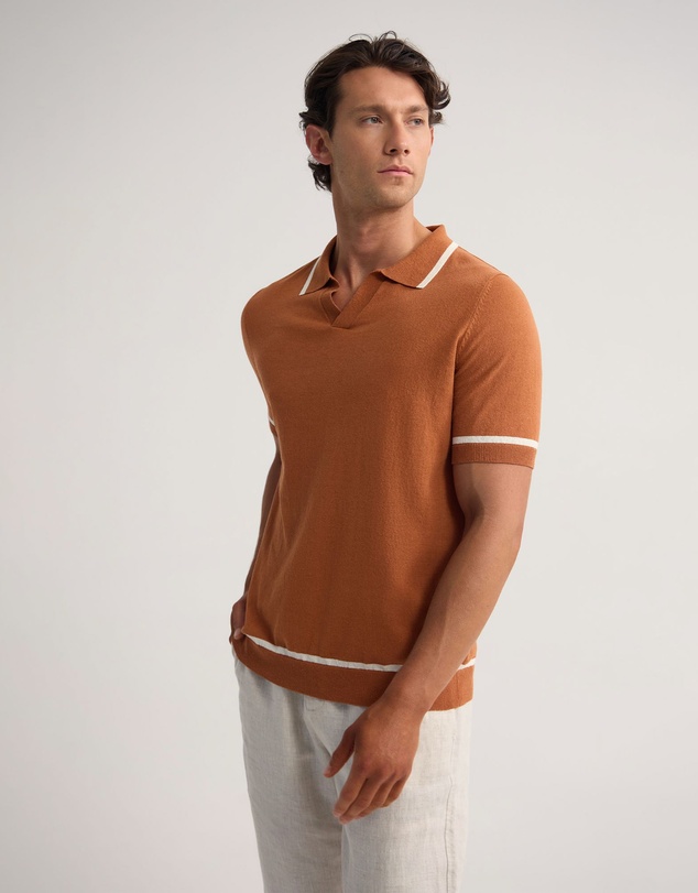 Oxford - Vito Linen Blend Polo With Tipping
