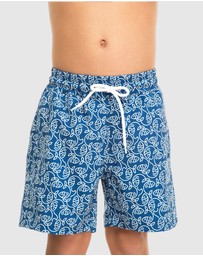 Tolu Australia - Boys Swim Shorts With Blue Fishes