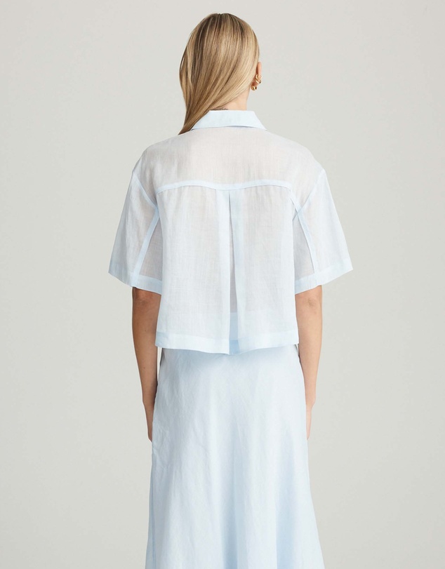 Mattir - Aire Ramie Crop Shirt Blue