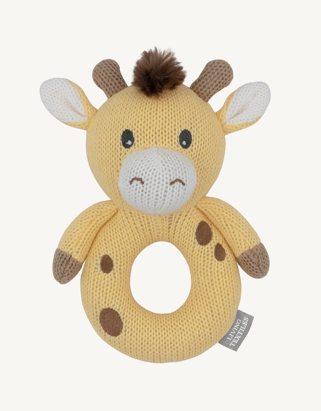 Living Textiles - Knitted Ring Rattle - Noah the Giraffe