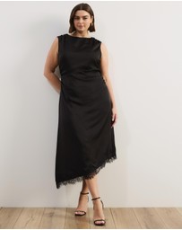 Atmos&Here Curvy - Quinn Satin Midi Dress With Lace Trim