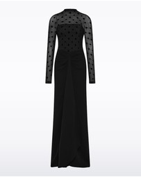 Carla Zampatti - Black Mesh Spot Contrast Gown