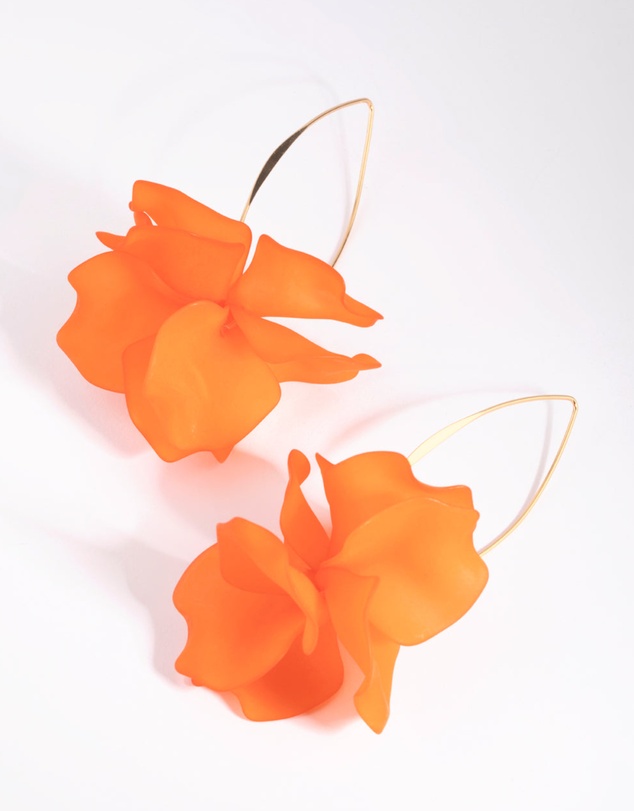 Lovisa - Orange Frosted Flower Drop Earrings