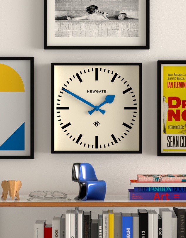 Newgate - Newgate Number Five Wall Clock Black Blue Hands