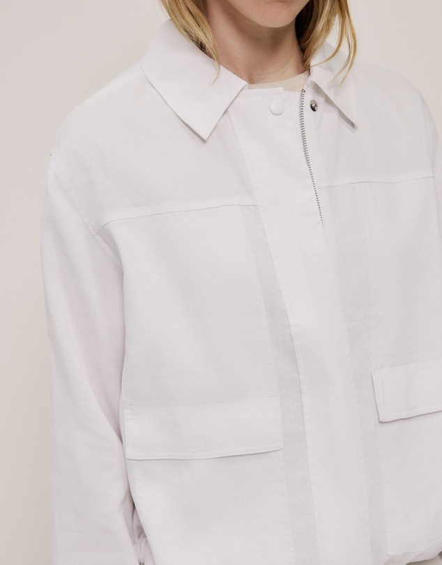 Trenery - Linen Blend Panel Detail Jacket in White