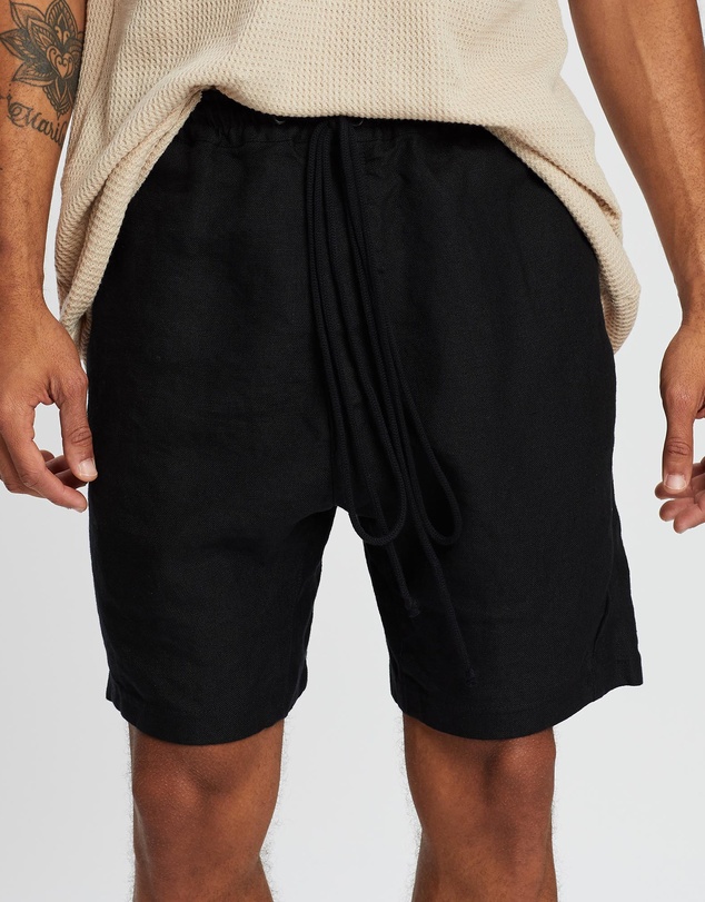 Surrounded By Ghosts - The Obsidian Linen Drawstring Shorts