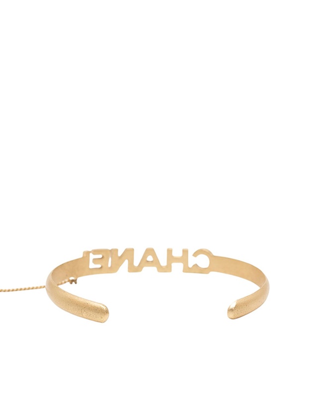 Pre-Loved by Azura Reborn - Pre-Loved CC Gold Plated Rhinestone Logo Cuff Bracelet and Ring Set