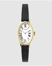TIMEX - Women's Cavatina Gold-tone Case with Black Strap