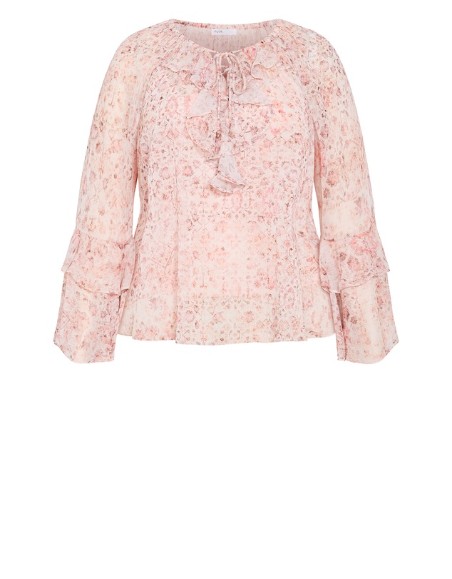 City Chic - Glam Frill Print Top