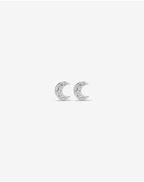 Michael Hill - Crescent Moon Stud Earrings with Cubic Zirconia in Sterling Silver