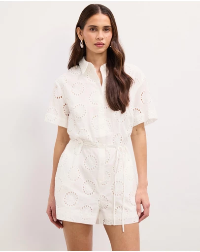 The Fated - Calista Broderie Playsuit