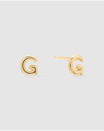 Wanderlust + Co - Alphabet Bubble Gold Stud Earrings - Letter G