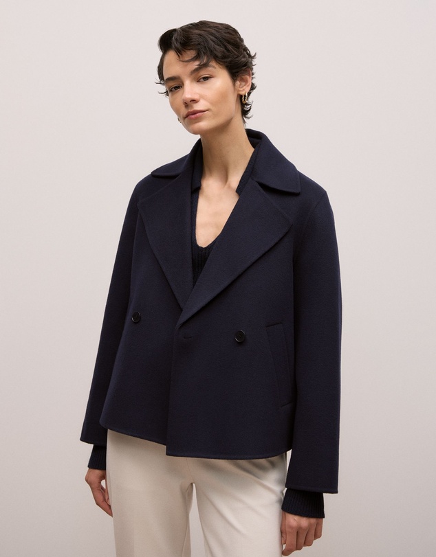 Trenery - Double Faced Wool Peacoat in Night Sky