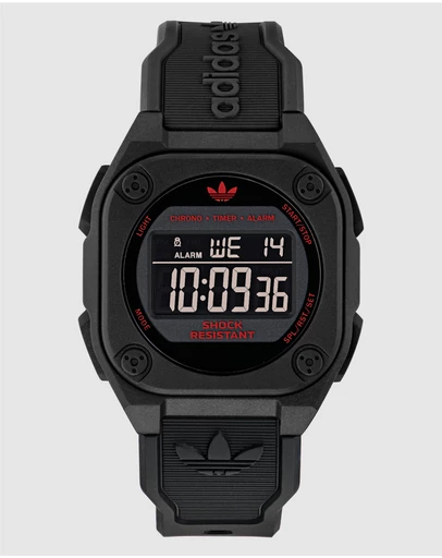 adidas Originals - City Tech Four 42mm Black Resin Watch