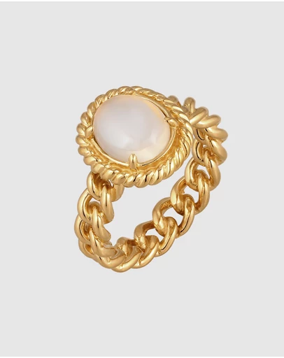 Elli Jewelry - Vintage Moonstone Ring in Gold-Plated 925 Silver