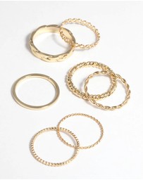 Lovisa - Gold Plated Twisted Band Ring Stack Pack