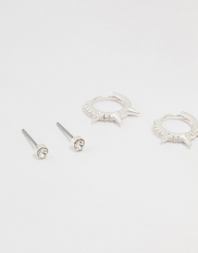 Lovisa - Silver Diamante Spikey Earrings 3-Pack