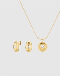 Rosefield - Bold Solitary Gold Texture Studs and Necklace Set