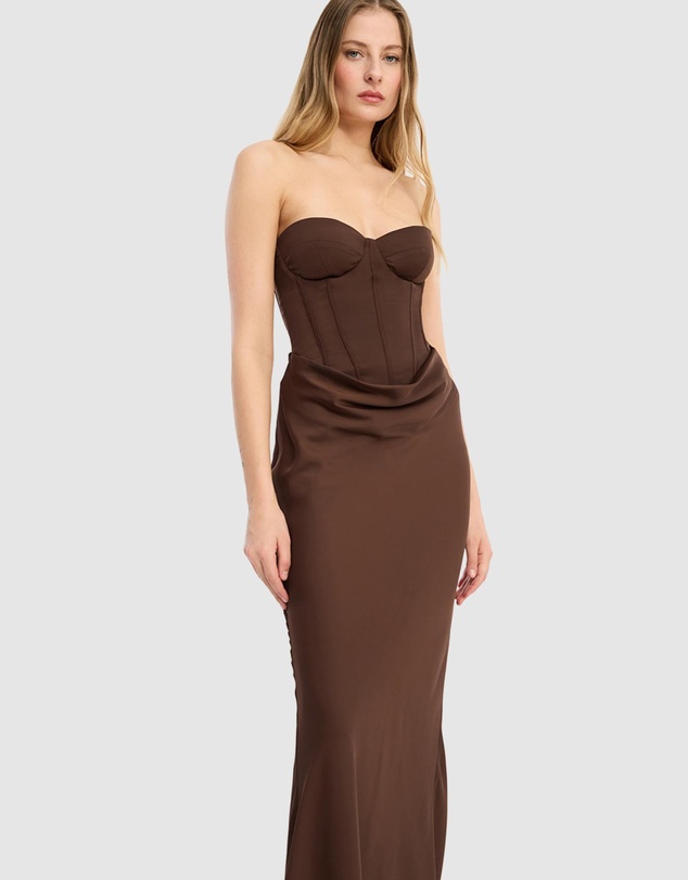 ROTATE - Satin Corset Maxi Dress