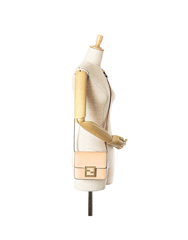 Fendi - Pre-Loved Leather Crystal Fab Crossbody