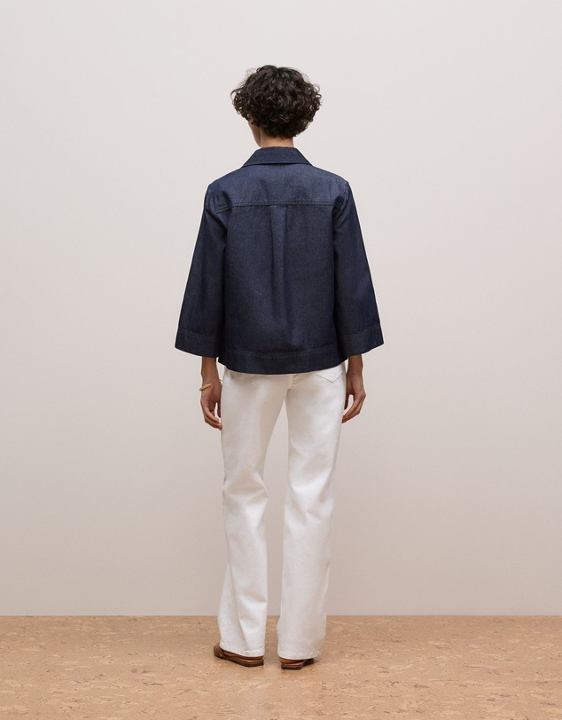 Trenery - Denim Popover Shirt in Indigo Rinse